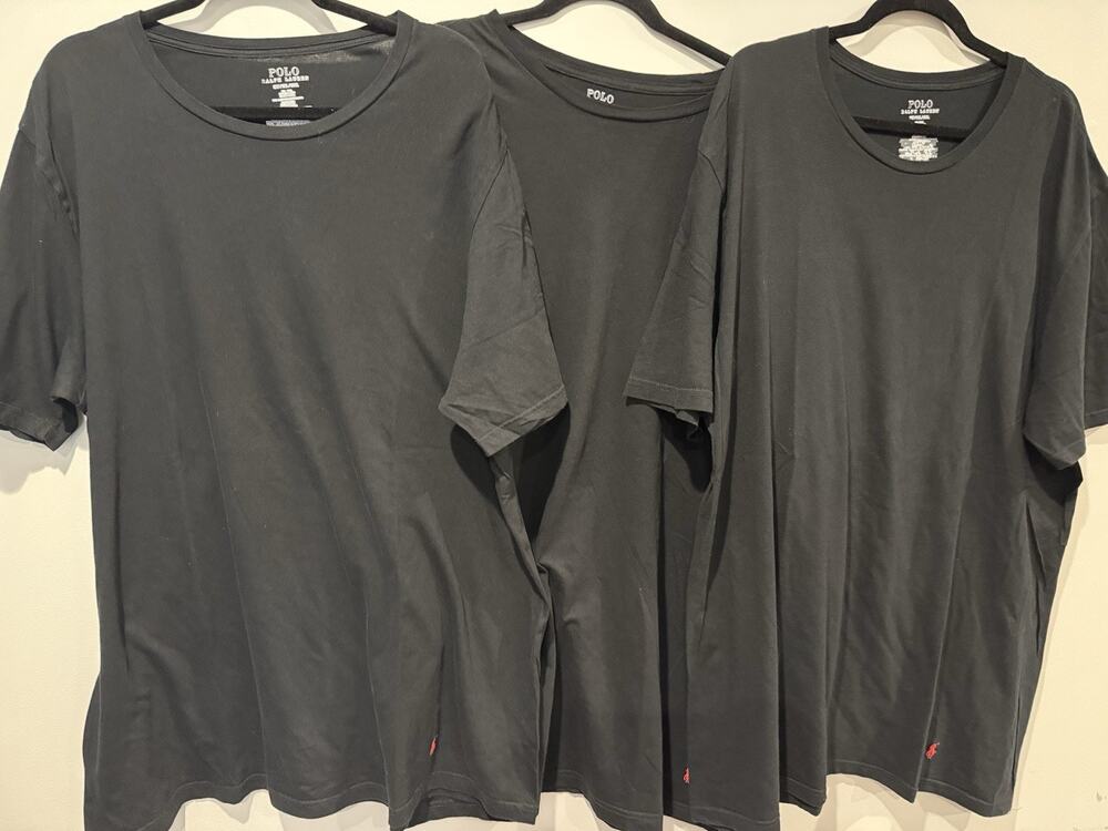 Polo Ralph Lauren Men’s Cotton Crewneck T-Shirts Black 3-Pack Size 2XT Tall